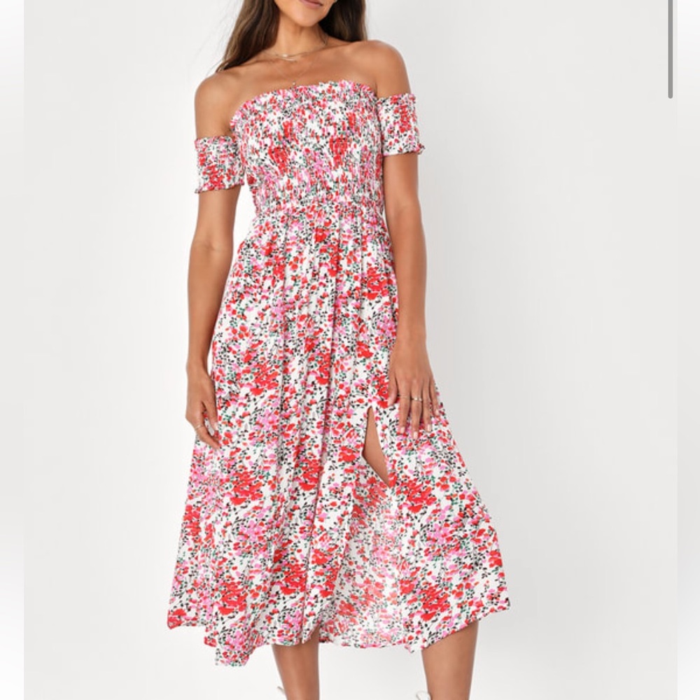 Lulu’s Floral Off-The-Shoulder Dress